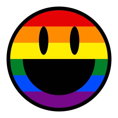 Gülümseyen yüzü gülen simgesi Lgbt Gökkuşağı bayrağı