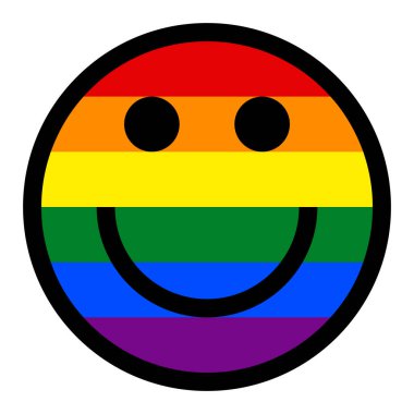 Gülümseyen yüzü gülen simgesi Lgbt Gökkuşağı bayrağı