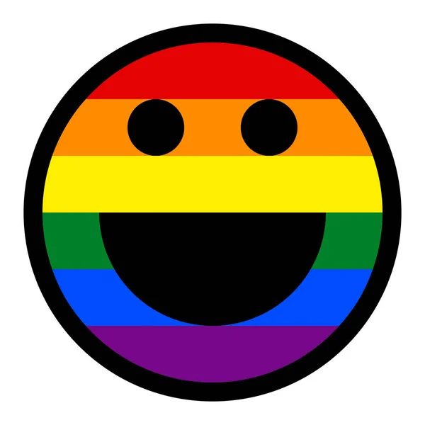 Cara sonriente Smiley Icon LGBT Rainbow Flag — Archivo Imágenes Vectoriales