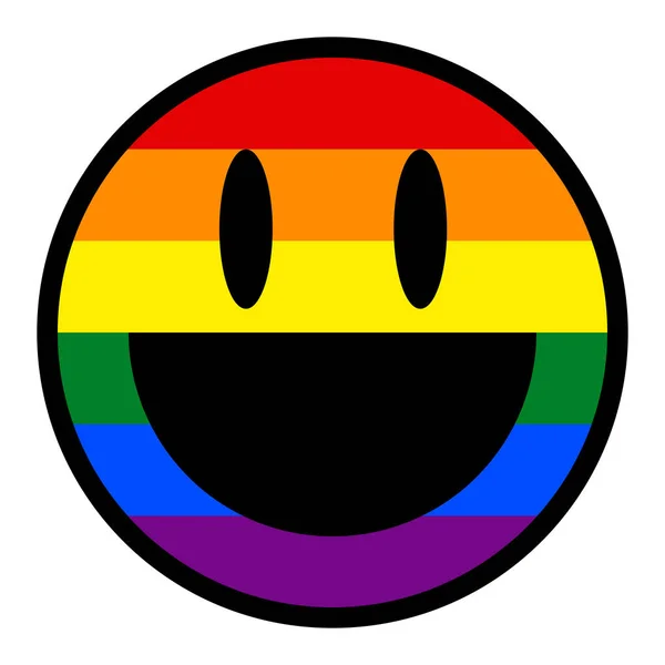 Cara sonriente Smiley Icon LGBT Rainbow Flag — Vector de stock