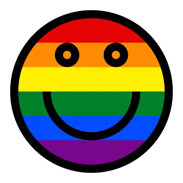 Lächelndes Gesicht Smiley-Symbol lgbt Regenbogenfahne — Stockvektor