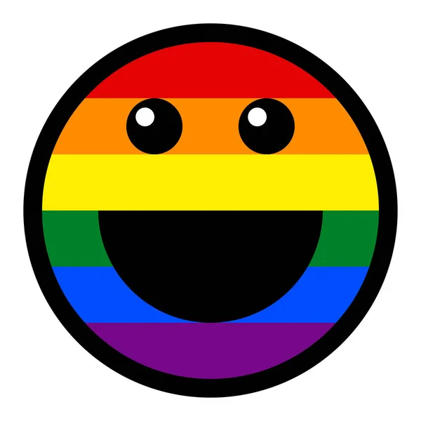 Lächelndes Gesicht Smiley-Symbol lgbt Regenbogenfahne — Stockvektor