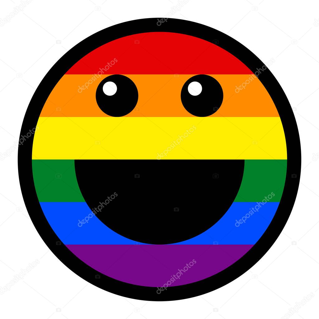 Smiling Face Smiley Icon LGBT Rainbow Flag