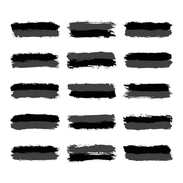 Set Pintura de pincelada a escala de grises — Vector de stock