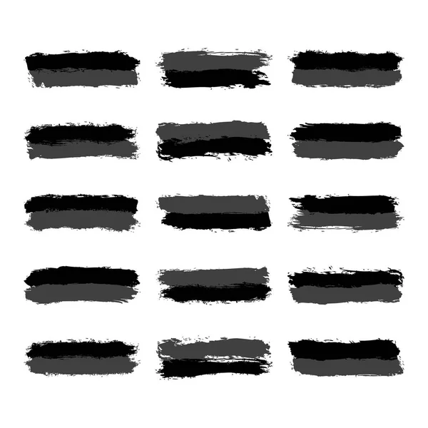 Set Grayscale Brushstroke Paint — Stock Vector