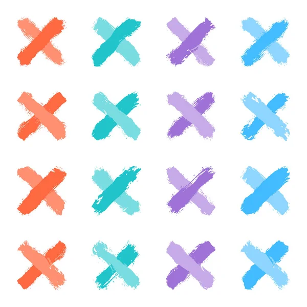 Set colorate nuanță cruce perie vopsea — Vector de stoc