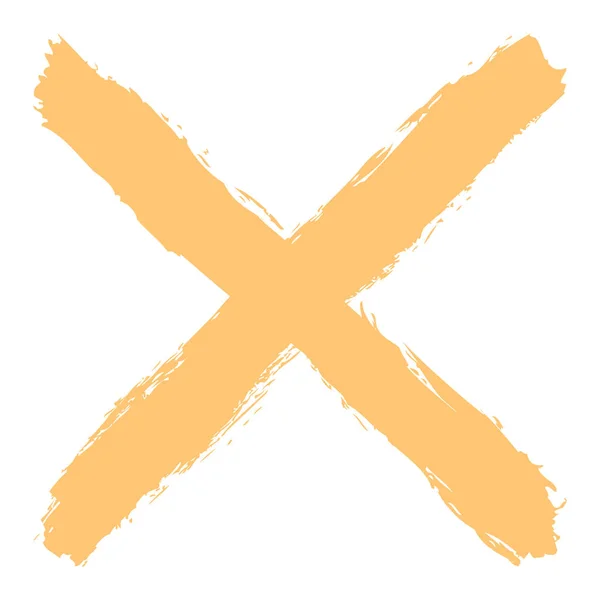 Żółty criss cross znak delete w pociągnięcia pędzla — Wektor stockowy