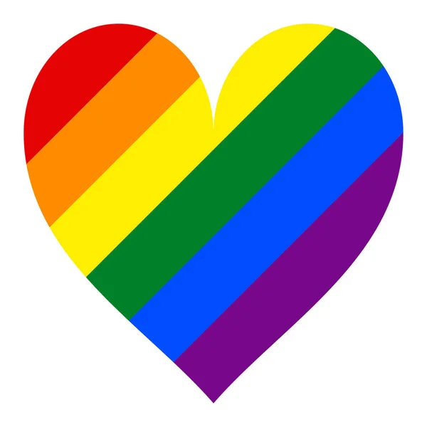 Regenboog trots vlag Lgbt beweging in hart vorm — Stockvector