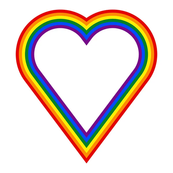 Gökkuşağı gurur bayrak LGBTT hareketi kalp şeklinde — Stok Vektör