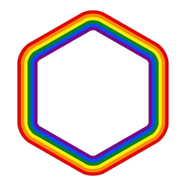 Rainbow Pride Flag Mouvement LGBT en forme d'hexagone — Image vectorielle