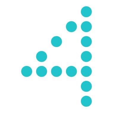 Dijital sayı 4 dört görüntü kurulu yuvarlak nokta