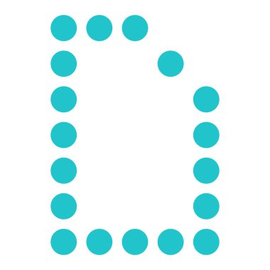 D harfi dijital görüntü kurulu yuvarlak nokta