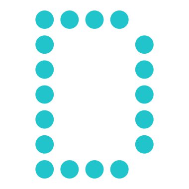 D harfi dijital görüntü kurulu yuvarlak nokta