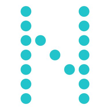 Dijital harf N ekran kurulu yuvarlak nokta