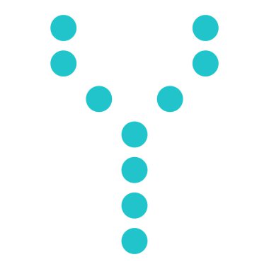 Y harfi dijital görüntü kurulu yuvarlak nokta