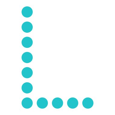 Dijital harf L ekran kurulu yuvarlak nokta