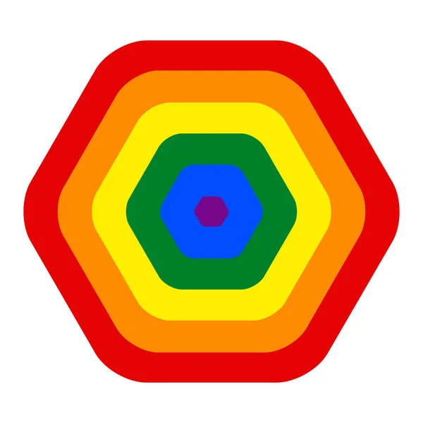 Rainbow Pride Flag LGBT Movement in Hexagon Shape — Stock Vector