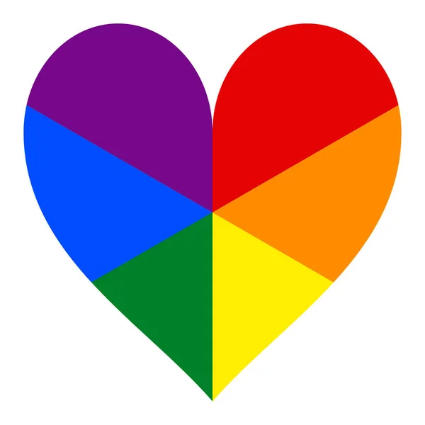 Rainbow Pride Flag Movimiento LGBT en Forma de Corazón — Vector de stock