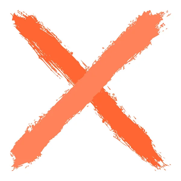 Pomarańczowy criss cross znak delete w pociągnięcia pędzla — Wektor stockowy