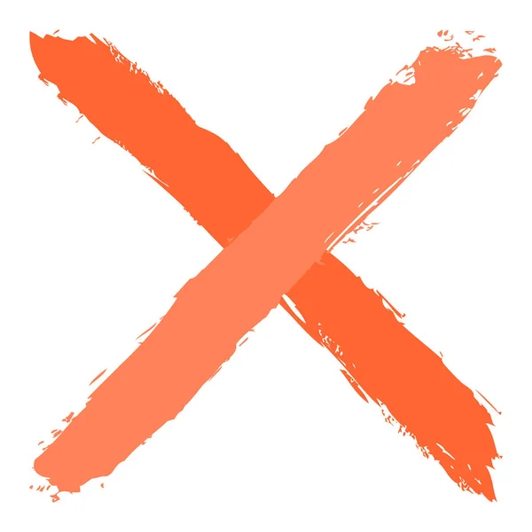 Pomarańczowy criss cross znak delete w pociągnięcia pędzla — Wektor stockowy
