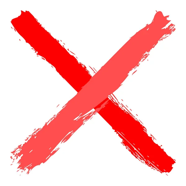 Red criss cross brushstroke delete sign — Stock Vector