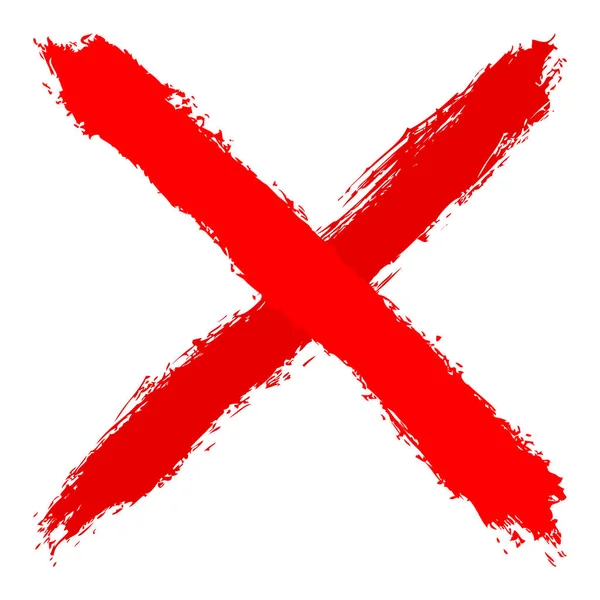 Czerwony criss cross znak delete w pociągnięcia pędzla — Wektor stockowy