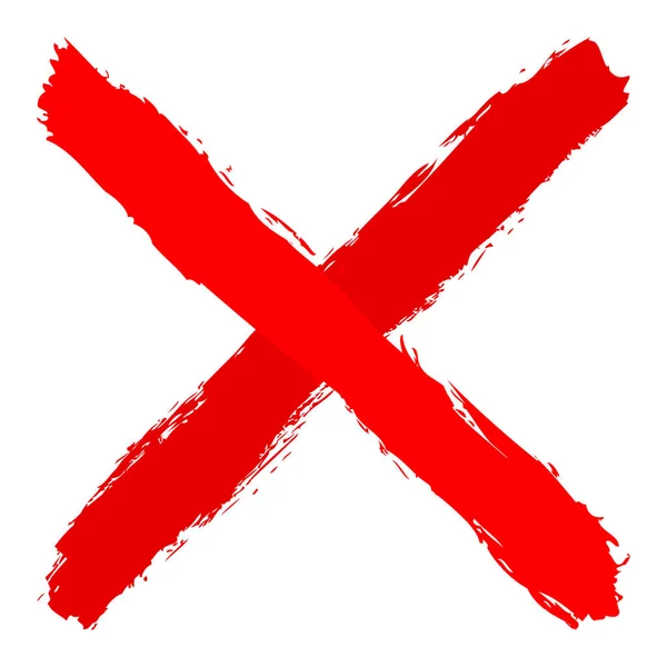 Red criss cross brushstroke delete sign — Stock Vector