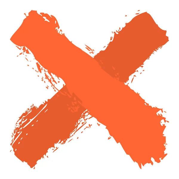 Oranje criss cross penseelstreek verwijderen teken — Stockvector