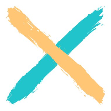 Renkli criss cross brushstroke silme işareti