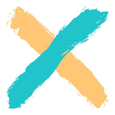 Renkli criss cross brushstroke silme işareti