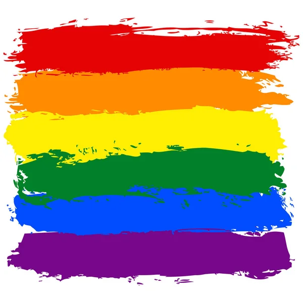 Penseldrag Rainbow flagga hbt-rörelsen — Stock vektor