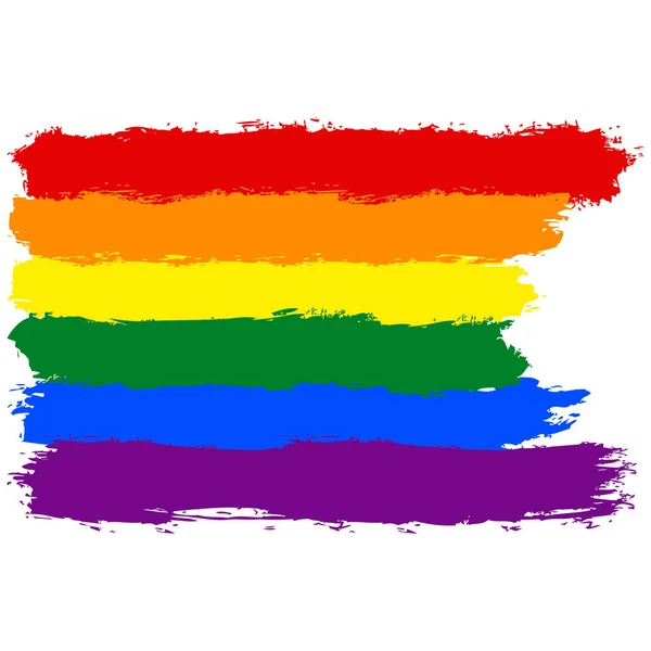 Coup de pinceau Rainbow Flag LGBT Movement — Image vectorielle
