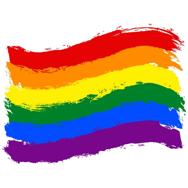 Rainbow w pociągnięcia pędzla flaga Lgbt ruchu — Wektor stockowy