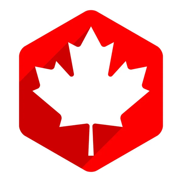 Kanadensiska maple leaf på hexagon form i platt stil — Stock vektor
