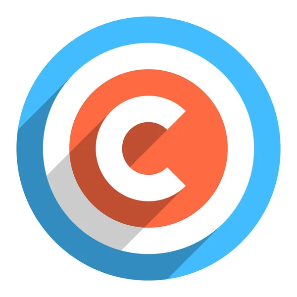 Signo de copyright o símbolo de copyright en estilo plano — Archivo Imágenes Vectoriales