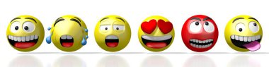 Emojis / emoticonlar - farklı yüz ifadeleri - 3D görüntüleme