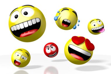 Emojis / emoticonlar - farklı yüz ifadeleri - 3D görüntüleme