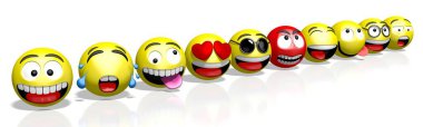 Emojis / emoticonlar - farklı yüz ifadeleri - 3D görüntüleme