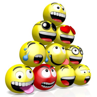 Emojis / emoticonlar - farklı yüz ifadeleri - 3D görüntüleme