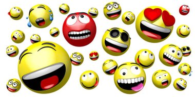 Emojis / emoticonlar - farklı yüz ifadeleri - 3D görüntüleme