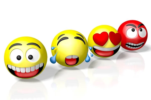 Emojis Emoticons Verschillende Gezichtsuitdrukkingen Weergave — Stockfoto
