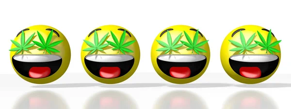 Marijuana Cannabis Emojis Emoticons Rendering — Stockfoto