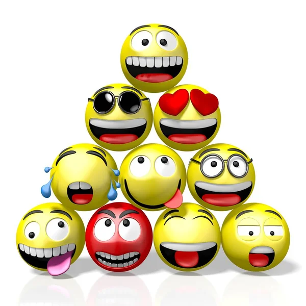 Emoji Emoticon Diverse Espressioni Facciali Rendering — Foto Stock