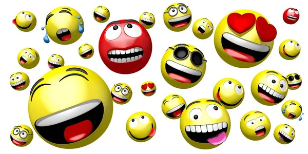 Emojis Emoticons Verschillende Gezichtsuitdrukkingen Weergave — Stockfoto