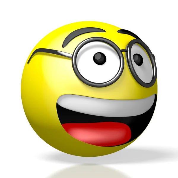 Emoji Emoticon Usando Óculos Nerd Renderização — Fotografia de Stock