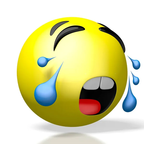 Emoji Emoticon Pianto Lacrime Rendering — Foto Stock