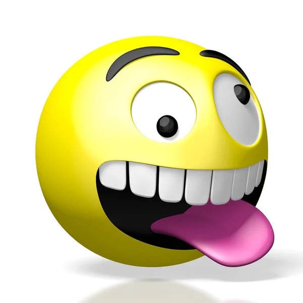 Emoji Emoticon Louco Renderização — Fotografia de Stock