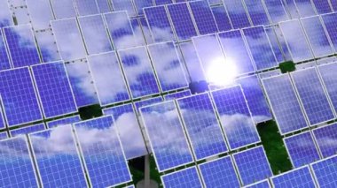 Güneş panelleri - yenilenebilir enerji kavramı - 3d 4k animasyon