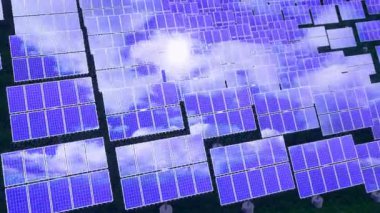 Güneş panelleri - yenilenebilir enerji kavramı - 3d 4k animasyon