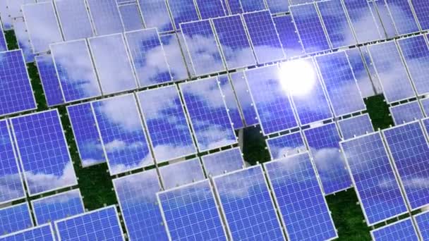 Солнечные Панели Концепция Возобновляемых Источников Энергии Анимация — стоковое видео